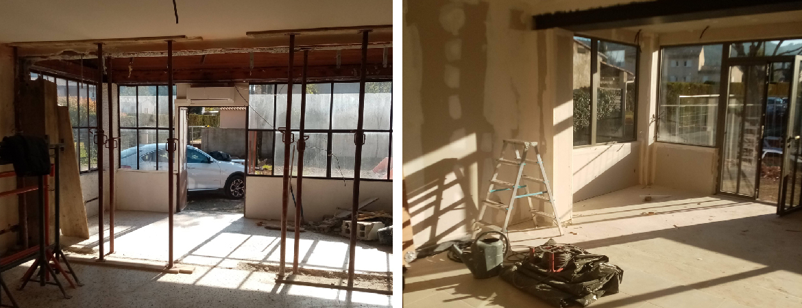 Ouverture mur porteur, pose IPN et linteau, Vaucluse Ouverture mur porteur, pose IPN et linteau, Vaucluse